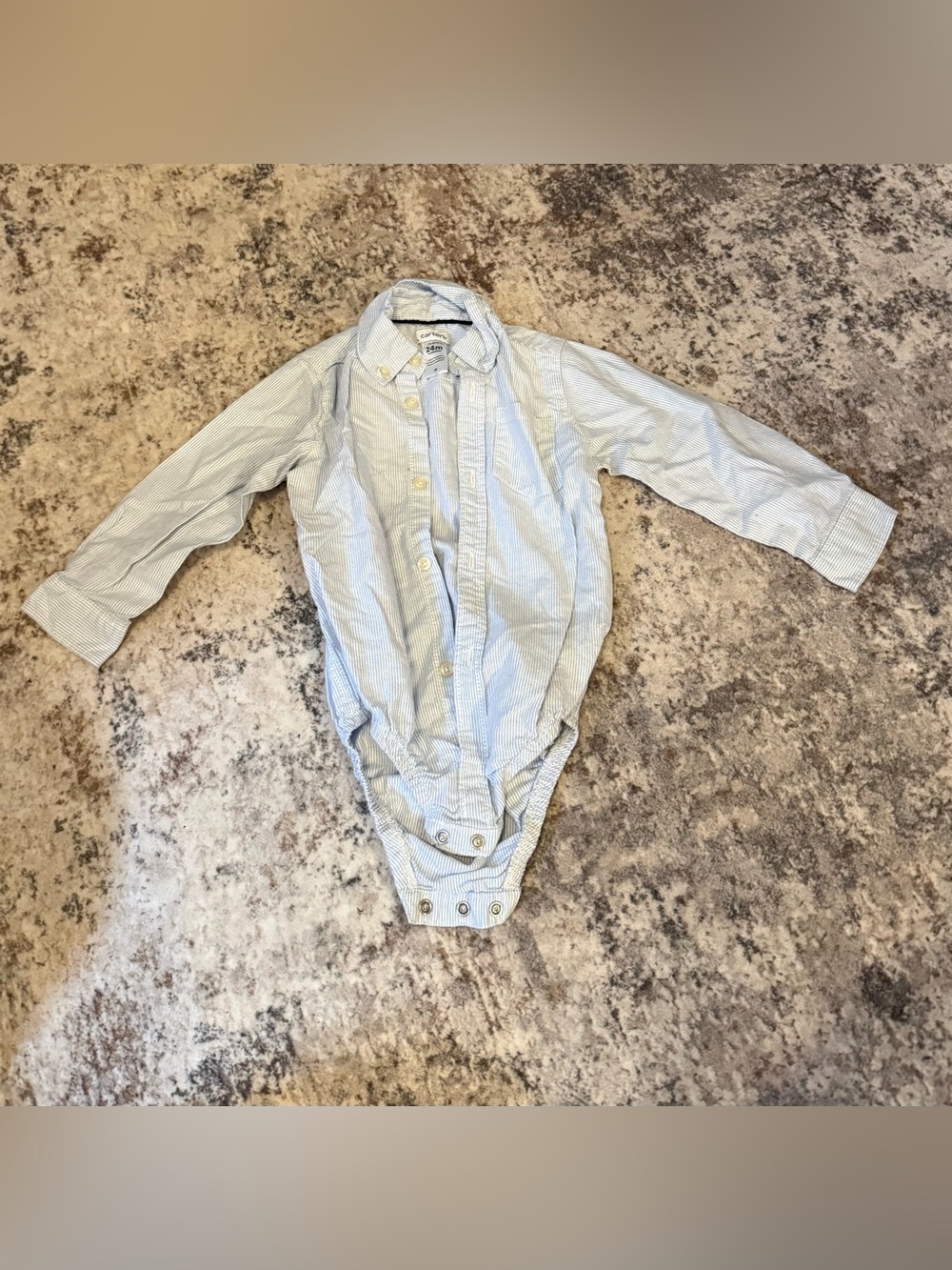 Children's Light Blue Striped Button-Up One-Piece - Carter's